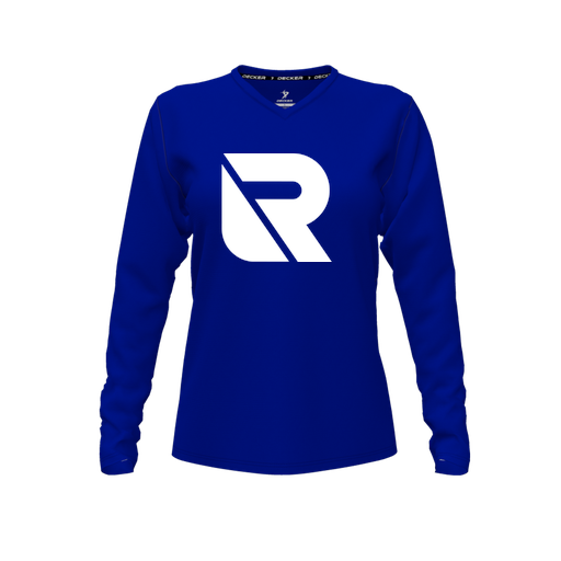 [CUS-DFW-TEES-CMF-VNK-LSL-RYL-FYXS-LOGO3] Comfort T-Shirt (Female Youth XS, Royal, V Neck, Logo 3, Long Sleeve)