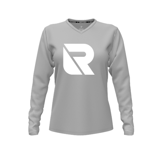 [FTLVCFGY-FYXS-LOGO3] Decker Comfort T-Shirt (Female Youth XS, Gray, V Neck, Logo 3, Long Sleeve)