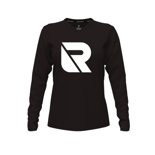 [CUS-DFW-TEES-PER-VNK-LSL-BLK-FYXS-LOGO3] Performance T-Shirt (Female Youth XS, Black, V Neck, Logo 3, Long Sleeve)