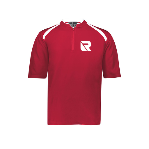 [229581-AS-RED-LOGO3] Men's Dugout Short Sleeve Pullover (Adult S, Red, Logo 3)