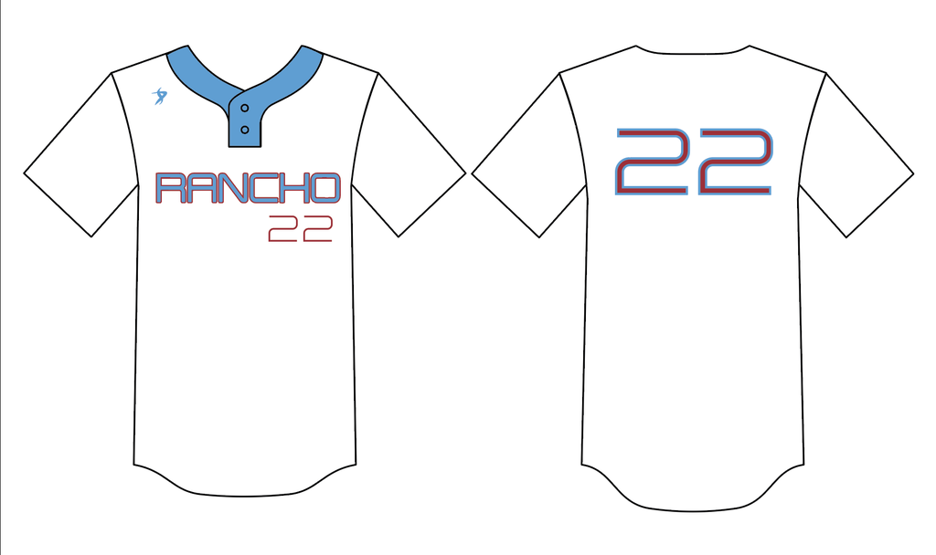 Rancho Sports- White 2 Button Jersey