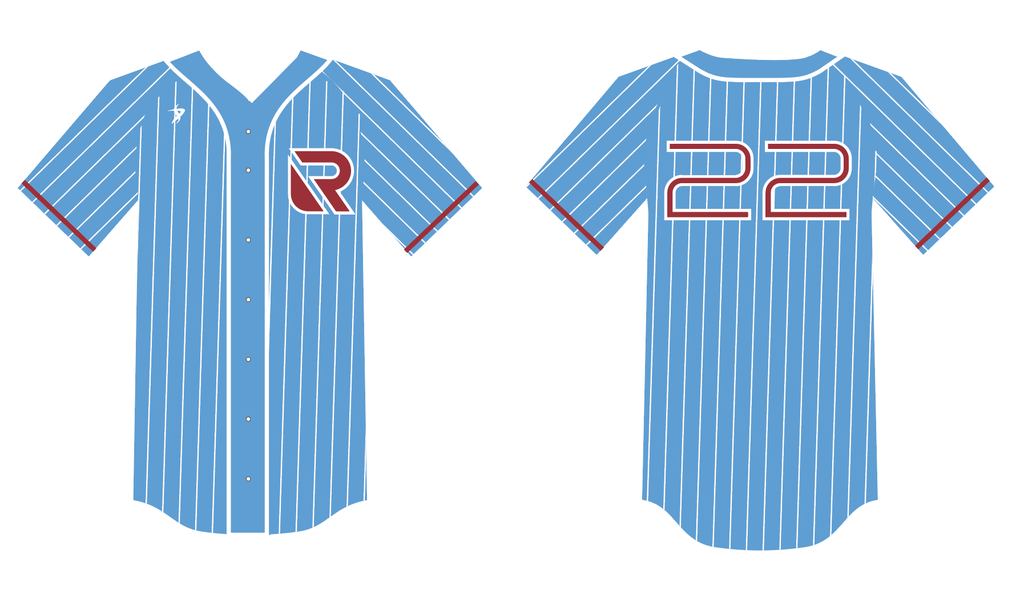 Rancho Sports - Pinstripe Full button Jersey Carolina Blue