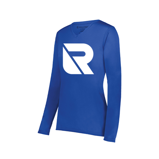 [222824.060.S-LOGO3] Ladies LS Smooth Sport Shirt (Female Adult S, Royal, Logo 3)