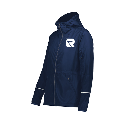 [229782.065.XS-LOGO3] Ladies Packable Full Zip Jacket (Female Adult XS, Navy, Logo 3)