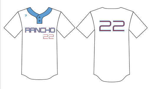 Rancho Sports- White 2 Button Jersey