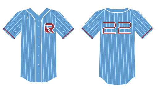 Rancho Sports - Pinstripe Full button Jersey Carolina Blue